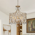 Lampadario a Tamburo Vintage in Cristallo con 5 Luci in Stile Francese