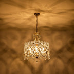 Lampadario a Tamburo Vintage in Cristallo con 5 Luci in Stile Francese