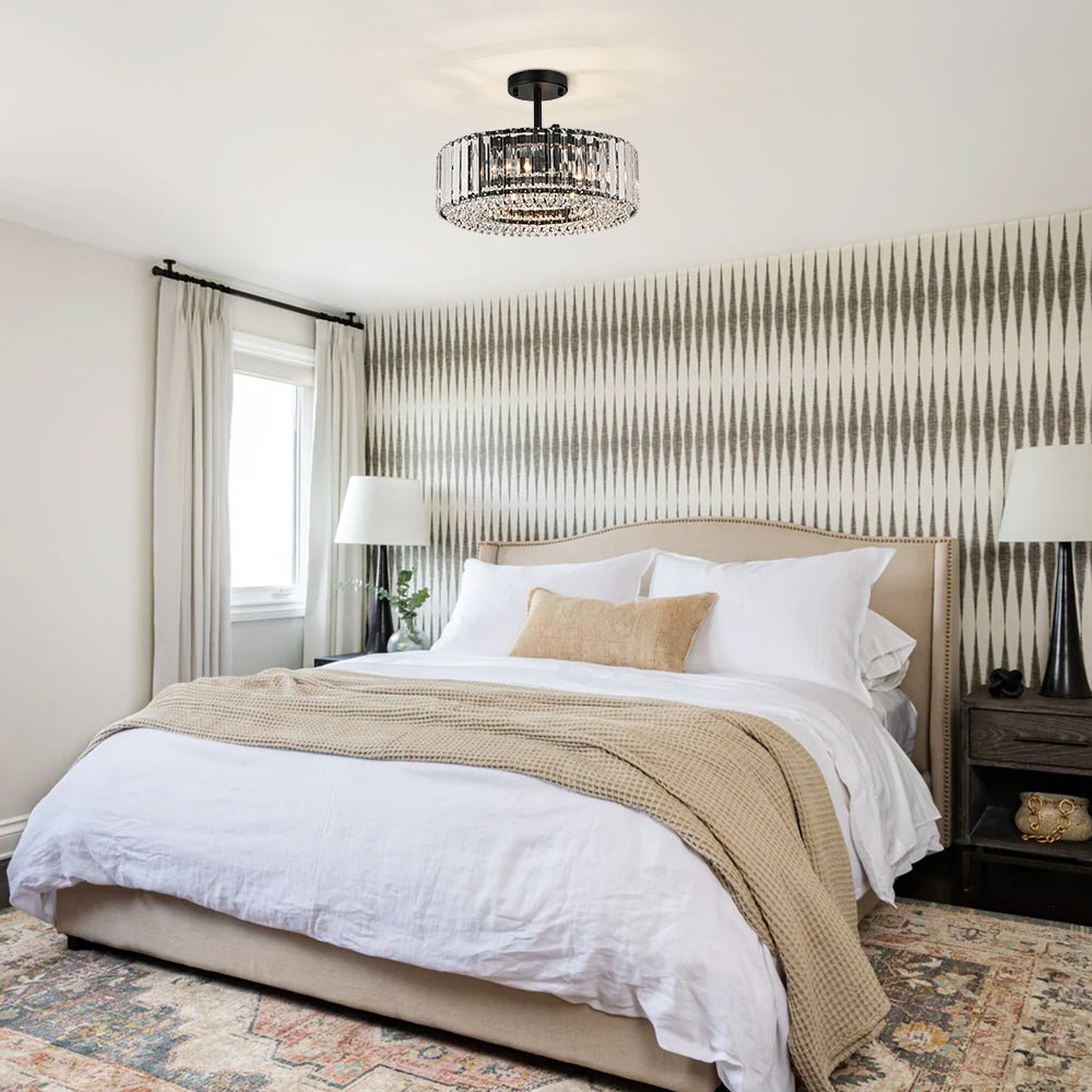 Lampada da soffitto semi flush con 4 luci e accenti in cristallo Glam Luxury