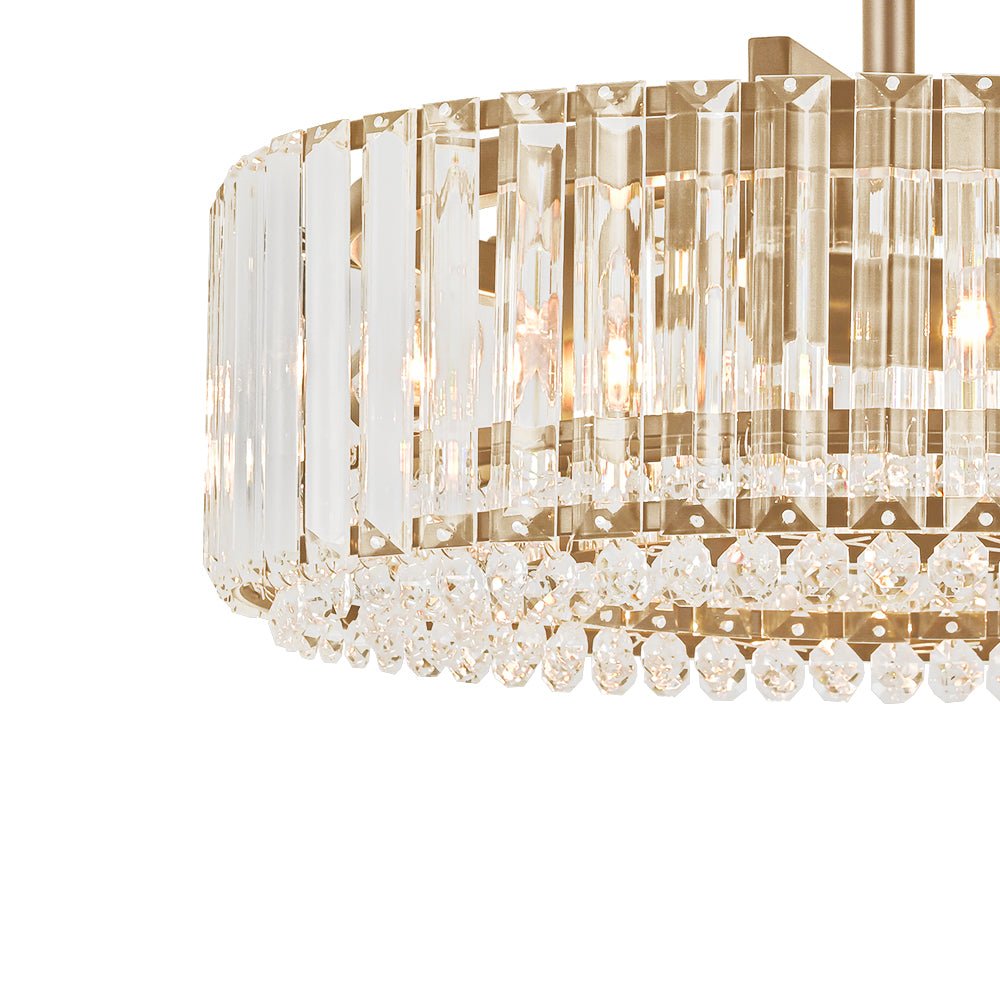 Lampada da soffitto semi flush con 4 luci e accenti in cristallo Glam Luxury