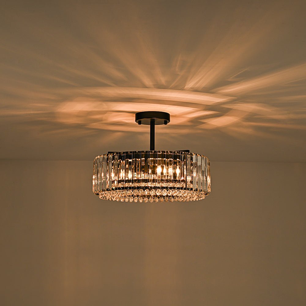 Lampada da soffitto semi flush con 4 luci e accenti in cristallo Glam Luxury