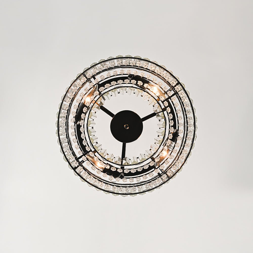 Lampada da soffitto semi flush con 4 luci e accenti in cristallo Glam Luxury