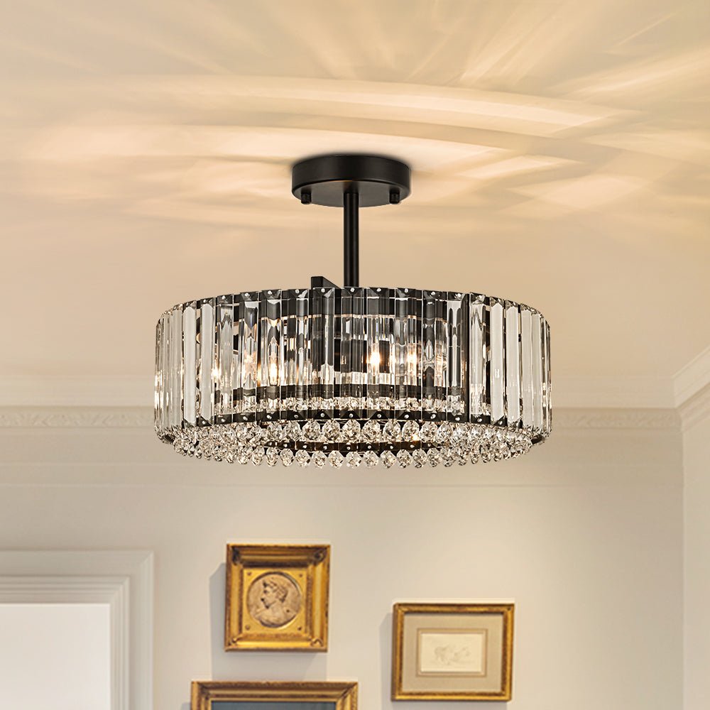 Lampada da soffitto semi flush con 4 luci e accenti in cristallo Glam Luxury