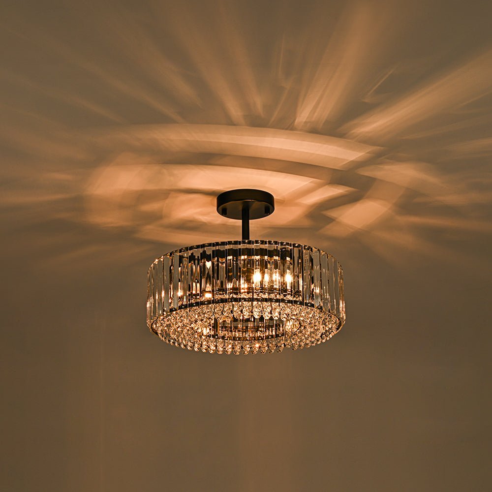 Lampada da soffitto semi flush con 4 luci e accenti in cristallo Glam Luxury