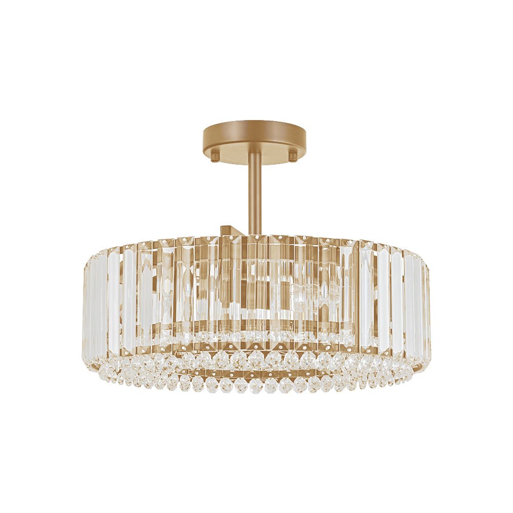 Lampada da soffitto semi flush con 4 luci e accenti in cristallo Glam Luxury