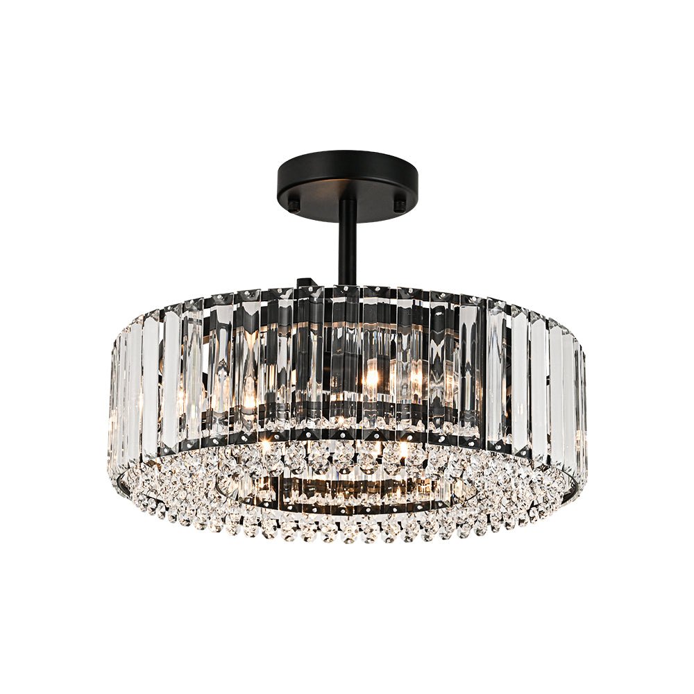 Lampada da soffitto semi flush con 4 luci e accenti in cristallo Glam Luxury