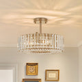 Lampada da soffitto semi flush con 4 luci e accenti in cristallo Glam Luxury