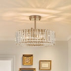 Lampada da soffitto semi flush con 4 luci e accenti in cristallo Glam Luxury