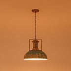 Lampada a sospensione in metallo a cupola fatta a mano con vernice scrostata a 1 luce