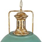 Lampada a sospensione in metallo a cupola fatta a mano con vernice scrostata a 1 luce