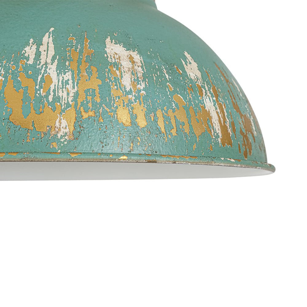 Lampada a sospensione in metallo a cupola fatta a mano con vernice scrostata a 1 luce