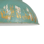 Lampada a sospensione in metallo a cupola fatta a mano con vernice scrostata a 1 luce