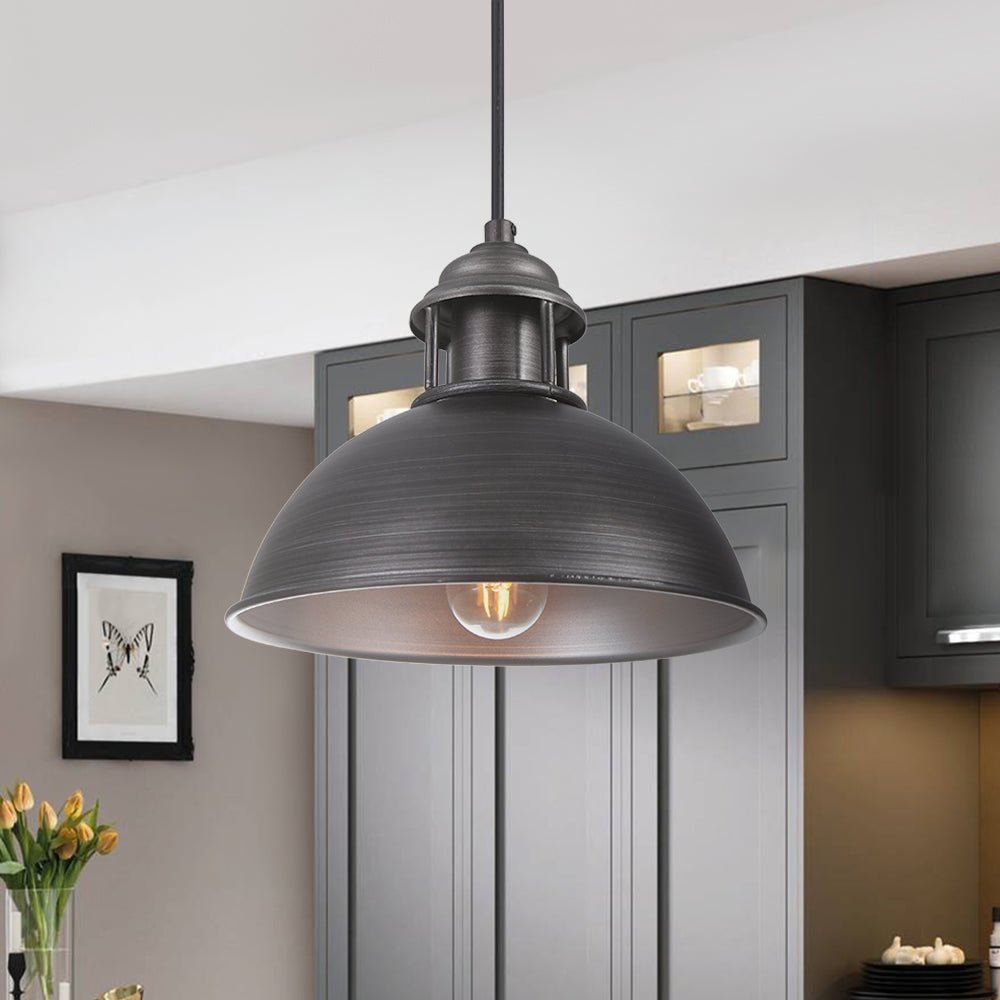 Industrial 1-Light Pot Lid Dome Pendant
