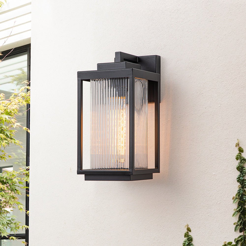Lampada da Parete Esterna Impermeabile in Vetro Rigato 1 Luce Industriale