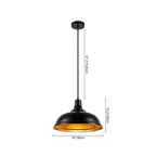 Lampadario moderno in metallo a cupola con 1 luce e bordo largo
