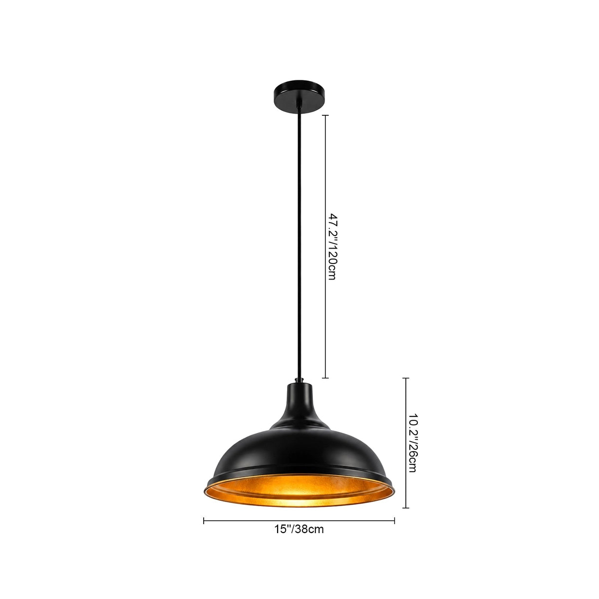 Lampadario moderno in metallo a cupola con 1 luce e bordo largo