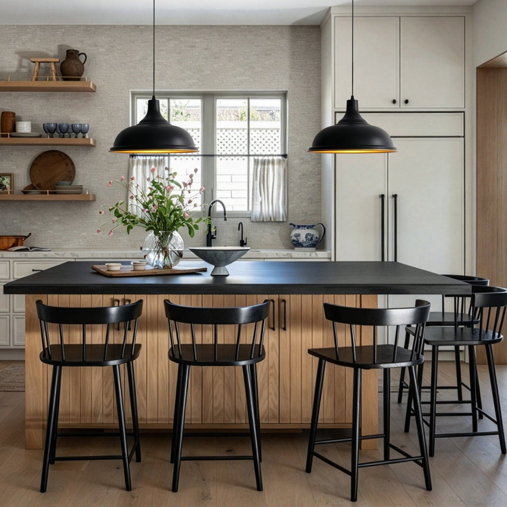 Lampadario moderno in metallo a cupola con 1 luce e bordo largo