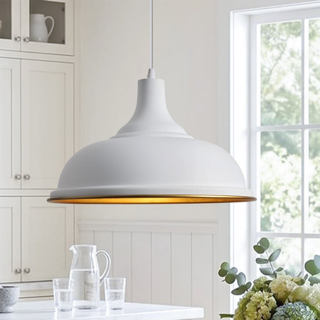 Lampadario moderno in metallo a cupola con 1 luce e bordo largo