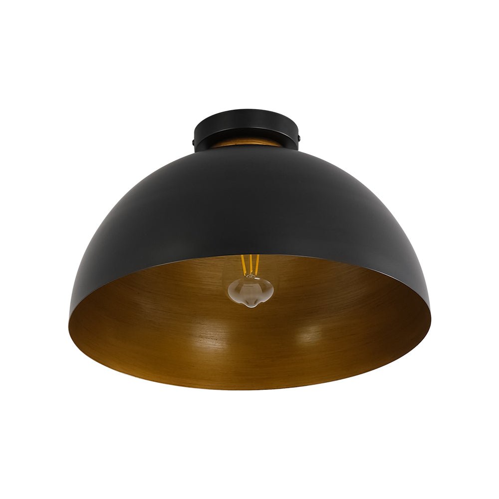 Industrial Chic 1-Light Metal Black Dome Semi Flush Mount