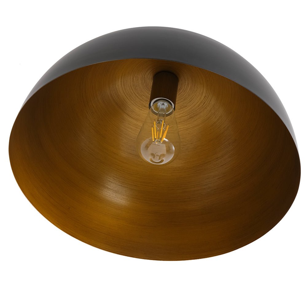 Industrial Chic 1-Light Metal Black Dome Semi Flush Mount