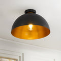 Industrial Chic 1-Light Metal Black Dome Semi Flush Mount