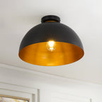 Industrial Chic 1-Light Metal Black Dome Semi Flush Mount