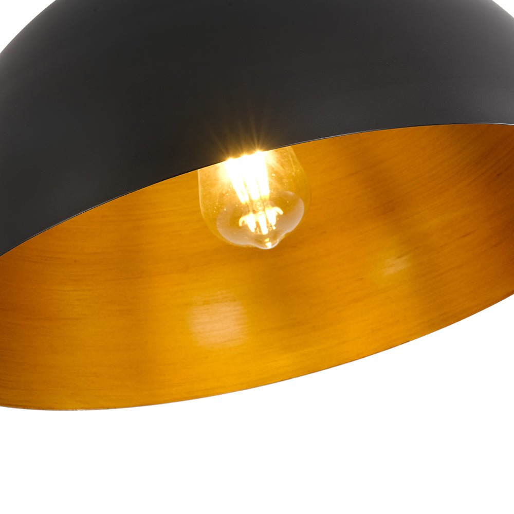 Industrial Chic 1-Light Metal Black Dome Semi Flush Mount