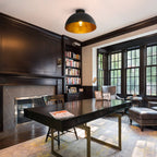 Industrial Chic 1-Light Metal Black Dome Semi Flush Mount