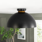 Industrial Chic 1-Light Metal Black Dome Semi Flush Mount