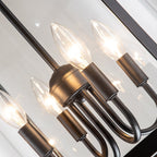 Lampadario a lanterna in vetro cilindrico con 4 luci in stile industriale