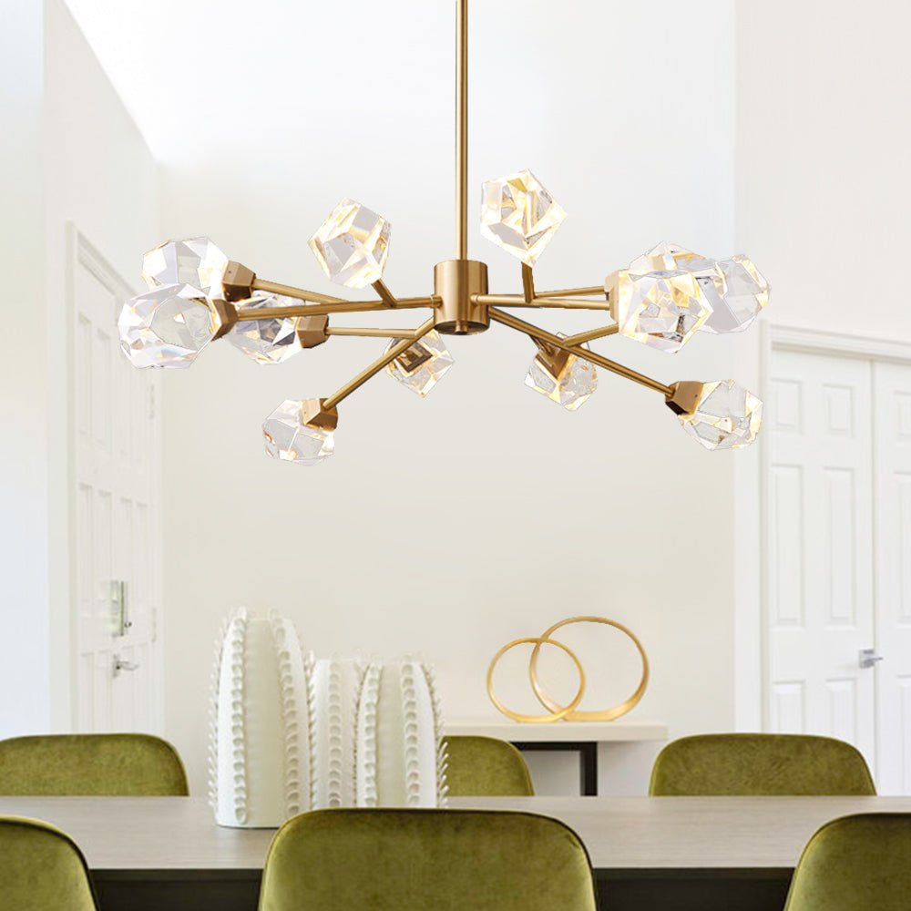 Lampadario in cristallo ottone Sputnik da 12 luci di lusso