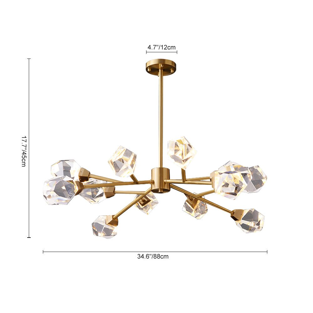 Lampadario in cristallo ottone Sputnik da 12 luci di lusso