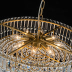 Lampadario rotondo a tamburo di lusso con 8 luci e accenti in cristallo per sala da pranzo