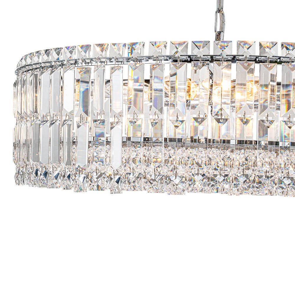 Lampadario rotondo a tamburo di lusso con 8 luci e accenti in cristallo per sala da pranzo