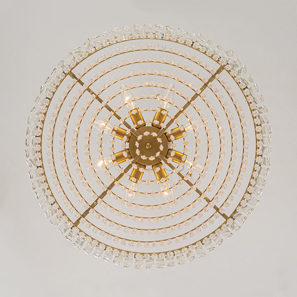 Lampadario rotondo a tamburo di lusso con 8 luci e accenti in cristallo per sala da pranzo
