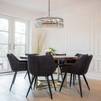 Lampadario rotondo a tamburo di lusso con 8 luci e accenti in cristallo per sala da pranzo