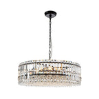 Lampadario rotondo a tamburo di lusso con 8 luci e accenti in cristallo per sala da pranzo