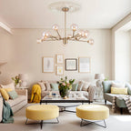 Lampadario a Bolle in Vetro con 15 Luci Stile Mid-Century