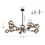 Lampadario a Bolle in Vetro con 15 Luci Stile Mid-Century