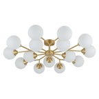 Lampada da soffitto semi-flush a globo di vetro Sputnik con 15 luci in stile Mid-Century