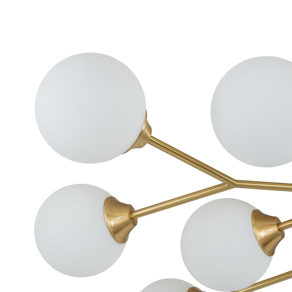Lampada da soffitto semi-flush a globo di vetro Sputnik con 15 luci in stile Mid-Century
