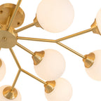 Lampada da soffitto semi-flush a globo di vetro Sputnik con 15 luci in stile Mid-Century