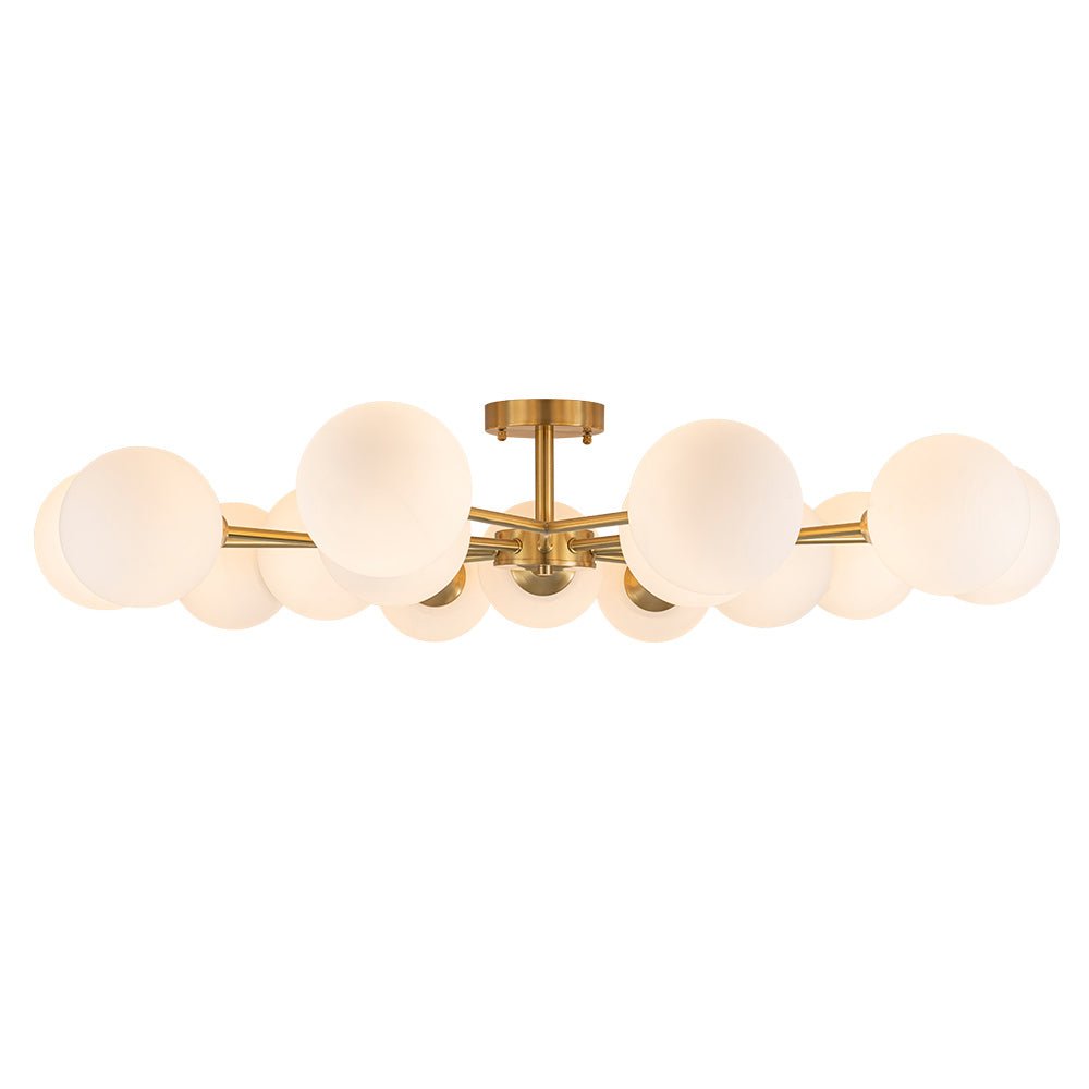 Lampada da soffitto semi-flush a globo di vetro Sputnik con 15 luci in stile Mid-Century