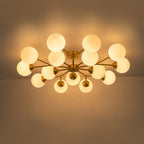 Lampada da soffitto semi-flush a globo di vetro Sputnik con 15 luci in stile Mid-Century