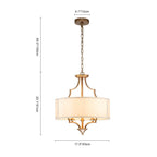 Lampadario a tamburo con 3 luci in stile mid-century