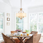 Lampadario a tamburo con 3 luci in stile mid-century