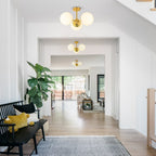 Lampada da soffitto semi-flush a 3 luci in vetro sputnik stile Mid-Century
