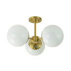 Lampada da soffitto semi-flush a 3 luci in vetro sputnik stile Mid-Century