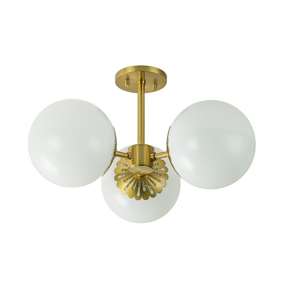Lampada da soffitto semi-flush a 3 luci in vetro sputnik stile Mid-Century