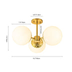 Lampada da soffitto semi-flush a 3 luci in vetro sputnik stile Mid-Century